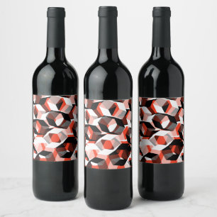 Etiqueta Para Botella De Vino Muchos hexágonos con partes coloreadas, en rojo cl