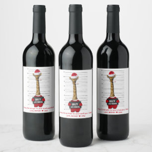 Etiqueta Para Botella De Vino Mugshot Guilty Funny Giraffe Navidades