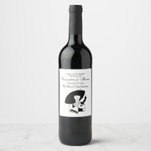 Etiqueta Para Botella De Vino Mujer Art Déco con sombrero grande guantes RL
