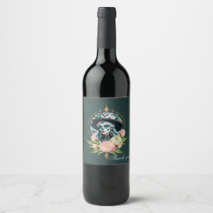 Etiqueta Para Botella De Vino Mujer asombrosa con un impresionante maquillaje de
