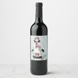 Etiqueta Para Botella De Vino Mujer de esquí de invierno vintage