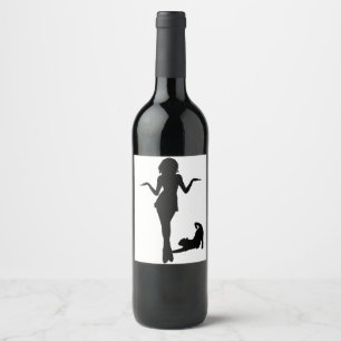 Etiqueta Para Botella De Vino Mujeres de gato