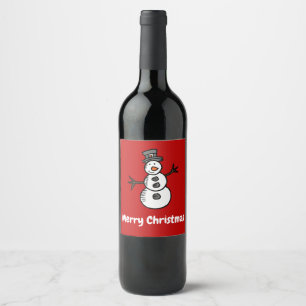 Etiqueta Para Botella De Vino Muñeco de nieve