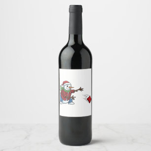 Etiqueta Para Botella De Vino Muñeco de nieve Cornhole Navidad 2026 Fiesta de co