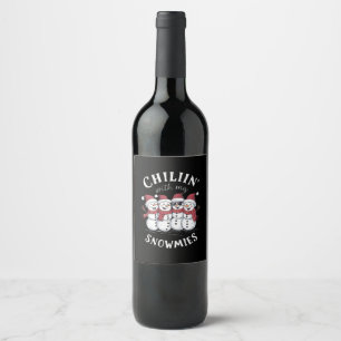 Etiqueta Para Botella De Vino Muñeco de nieve de Navidad relajándome con mis reg