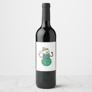Etiqueta Para Botella De Vino Muñeco de nieve de pickleball divertido Navidad Xm