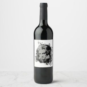 Etiqueta Para Botella De Vino Música clásica de Beethoven del compositor alem