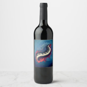 Etiqueta Para Botella De Vino Música en movimiento, el piano curvo.