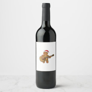 Etiqueta Para Botella De Vino Músico de jengibre adorable tocando la guitarra