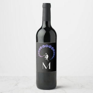 Etiqueta Para Botella De Vino Músico de Trucha de Jazz de Guay Monograma Blue L