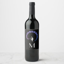 Etiqueta Para Botella De Vino Músico de Trucha de Jazz de Guay Monograma Blue Li
