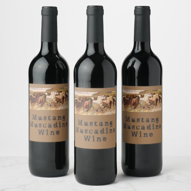 Etiqueta Para Botella De Vino Mustang Muscadine Wine Natural Wild Horses Natural (Botellas)
