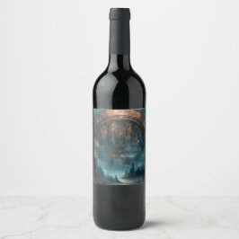 Etiqueta Para Botella De Vino Mystic Gothic Steampunk - Blue Copper Patina 