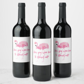 Etiqueta Para Botella De Vino Nacido en Stan Out Flamingo