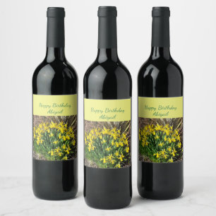 Etiqueta Para Botella De Vino Nacimiento de los Daffodils Amarillos de Primavera