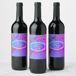 Etiqueta Para Botella De Vino Nacimiento del monograma del leopardo de Lotus Pur