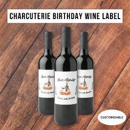 Etiqueta Para Botella De Vino Nacimiento minimalista de embutidos y vinos