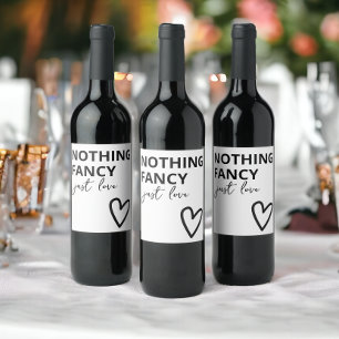 Etiqueta Para Botella De Vino Nada Fancy Just Love Minimalista Boda