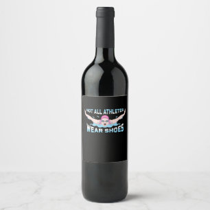 Etiqueta Para Botella De Vino Nadador No Todos Los Atletas Llevan Zapatos