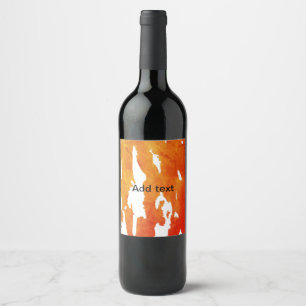 Etiqueta Para Botella De Vino Naranja amarillo acuarela añadir texto de pintura 