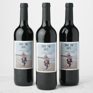 Etiqueta Para Botella De Vino naranja boho guardar la fecha QR añadir foto del n