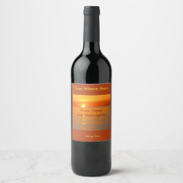 Etiqueta Para Botella De Vino Naranja Brighton Beach Sunrise