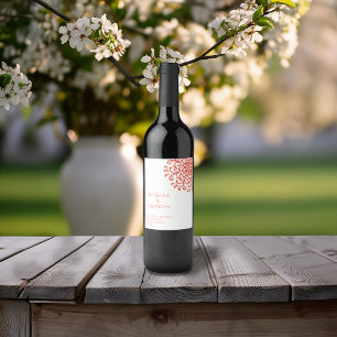 Etiqueta Para Botella De Vino Naranja caprichoso Red Flourish