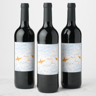 Etiqueta Para Botella De Vino Naranja colgante Origami Paper grúa Boda asiático