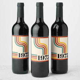 Etiqueta Para Botella De Vino naranja de cosecha retro de 1975