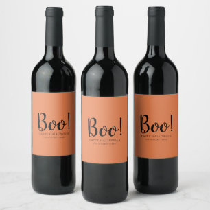 Etiqueta Para Botella De Vino Naranja moderno de Halloween del abucheo