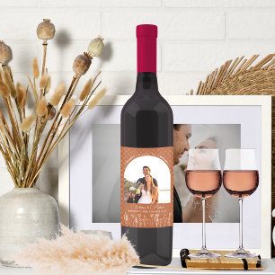 Etiqueta Para Botella De Vino Naranja quemado Boda de arco de Bohemia