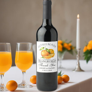 Etiqueta Para Botella De Vino Naranjas de acuarela Orangecello Boda Gracias