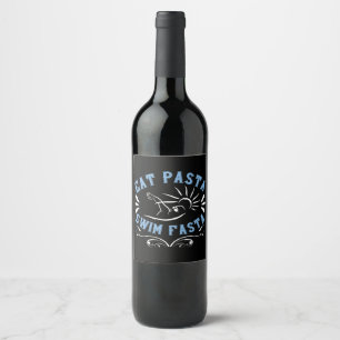 Etiqueta Para Botella De Vino Natación - Comer Pasta Natación Fasta