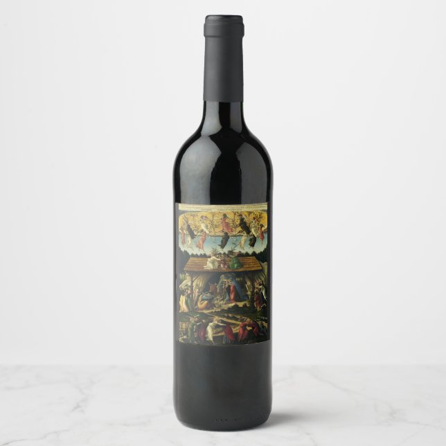Etiqueta Para Botella De Vino Natividad mística de Sandro Botticelli (Anverso)