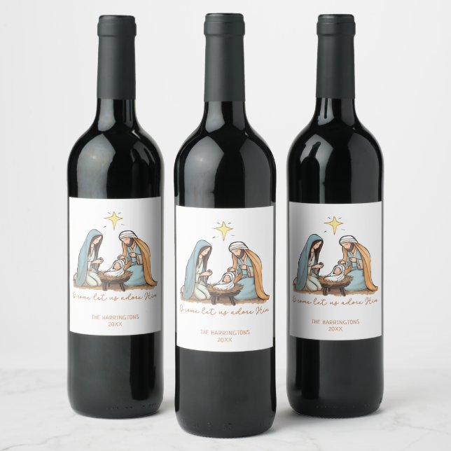 Etiqueta Para Botella De Vino Natividad Religioso Cristiano Navidad (Botellas)
