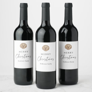 Etiqueta Para Botella De Vino Navidad Alegre Blanco Festivo Personalizado