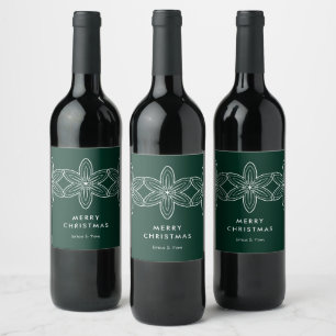 Etiqueta Para Botella De Vino Navidad alegre moderna flores minimalistas