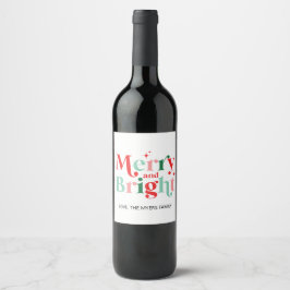 Etiqueta Para Botella De Vino navidad alegre y brillante rosa rojo