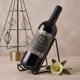 Etiqueta Para Botella De Vino Navidad Botánica Alegre Personalizada