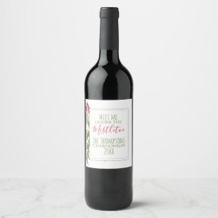 Etiqueta Para Botella De Vino Navidad con Verde Invernal Adorable