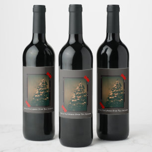 Etiqueta Para Botella De Vino Navidad de máquina de escribir de foto instantánea