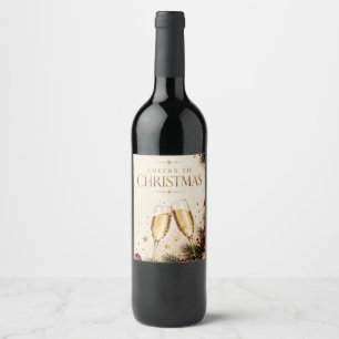 Etiqueta Para Botella De Vino Navidad elegante, brindis de champán Lujo vacacion