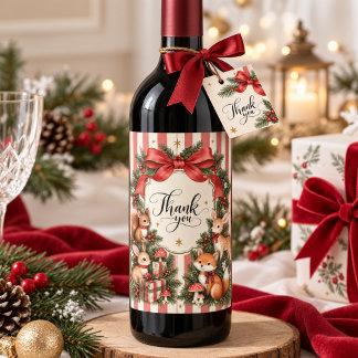 Etiqueta Para Botella De Vino Navidad en el bosque Agradecimiento de invierno ON