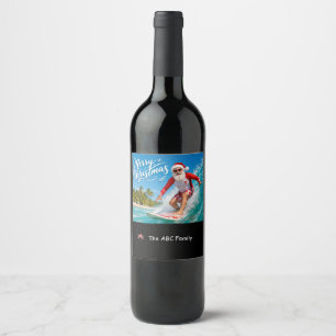 Etiqueta Para Botella De Vino Navidad en Julio con SANTA CLAUS  
