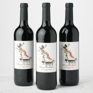 Etiqueta Para Botella De Vino Navidad Familiar Boho Vintage Acuarela