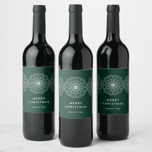 Etiqueta Para Botella De Vino Navidad floral minimalista moderna