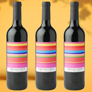 Etiqueta Para Botella De Vino Navidad Moderna Colorida Brillante