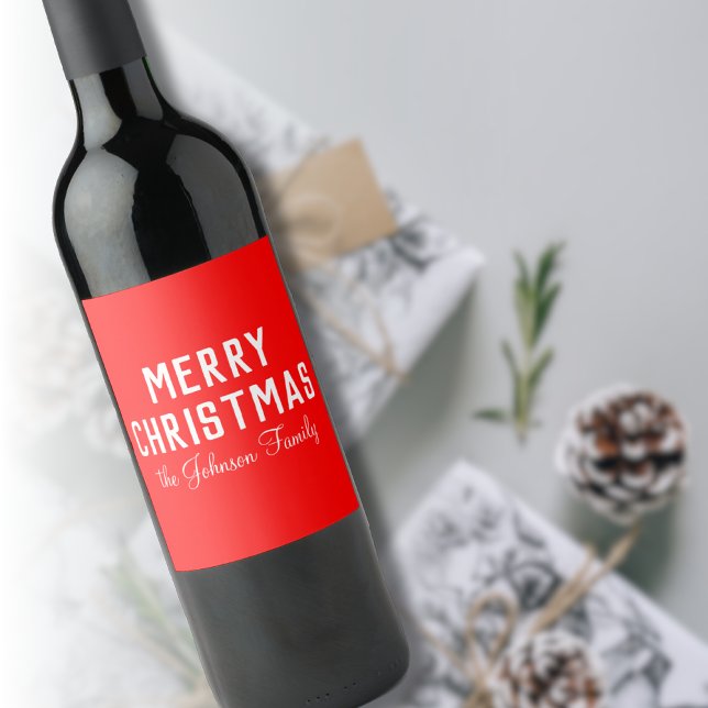 Etiqueta Para Botella De Vino Navidad Roja Clásica Moderna (Subido por el creador)