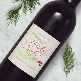 Etiqueta Para Botella De Vino Navidad Rústica Personalizada Boho Chic