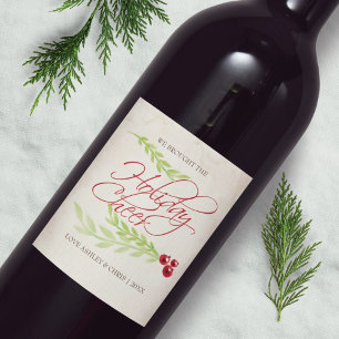 Etiqueta Para Botella De Vino Navidad Rústica Personalizada Boho Chic